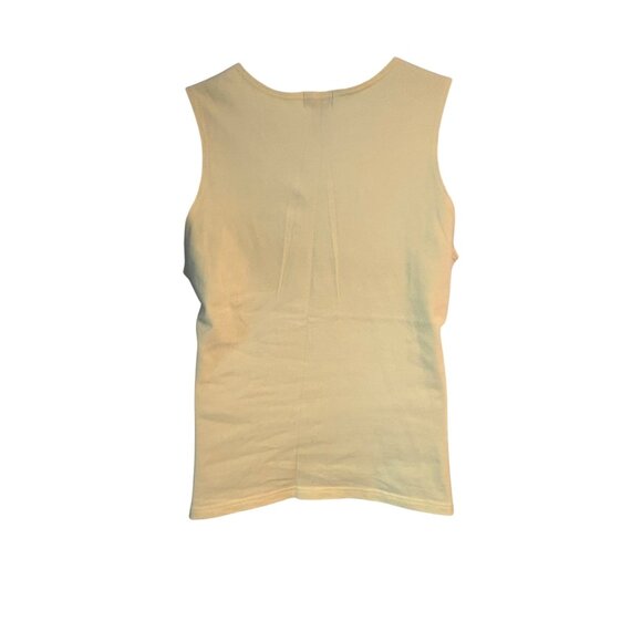 Bay Studio Plus Size 1X Yellow and White Sleeveless V Neck Tank Tops Shirts Soft - Picture 6 of 9
